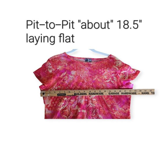 Vintage Y2K Semi-Sheer Babydoll Tee in red & Portofino orange size S - Picture 5 of 7